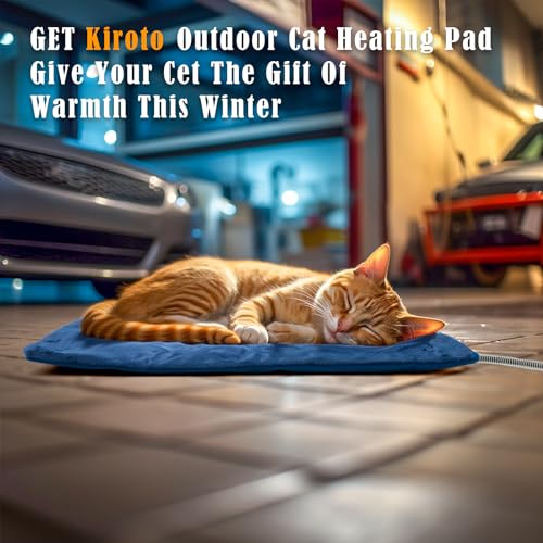 Kiroto Outdoor Pet Heating Pad for Cat Dog, Heated Mat with Waterproof Cover and Automatic Temperature Control, Suitable for Cat Houses, Dog Houses, Small Beds, Porches,20"x16",Blue