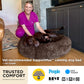 Bedsure SupportMax™ Calming Dog Beds Large Sized Dog - 36in Donut Washable Large Pet Bed,Anti-Slip ＆Removable Cover,420GSM Round Anti-Anxiety Fluffy