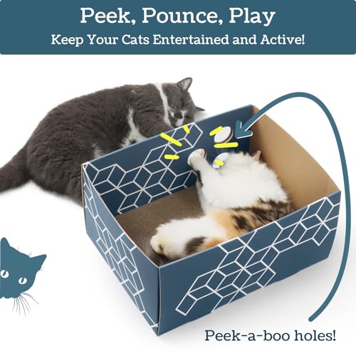 Extra Large Cardboard Cat Scratcher with Refillable Double-Sided Scratch Pad, No‑Mess Cat Scratching Box for Indoor Cats