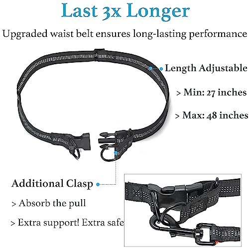 iYoShop Retractable Hands Free Dog Leash - Dual Handle Bungee Waist Leash for Small, Medium and Large Dogs (Medium/Large, 25-150 lbs, Black)