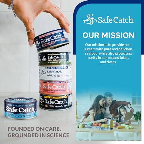 Safe Catch Canned Wild Tuna Fish, Wild Caught, Lowest Mercury, Gluten-Free, Kosher, Non-GMO, Whole30 Approved, Paleo, Keto Food, 5oz Can, 12-Pack