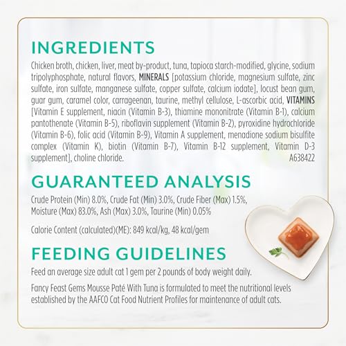 Fancy Feast Gems Pate Cat Food Mousse With Tuna and a Halo of Savory Gravy Cat Food - (Pack of 8) 4 oz. Boxes