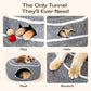 Peekaboo Cat Cave Donut - Cat Tunnel Bed for Indoor Cats – Cute Patterns Hideaway for Multiple & Large Cats, Scratch-Resistant (Dark Gray)