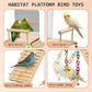 Bird Perches Platform Swing with Bird Mirror Climbing Ladder Birds Toys Cage Accessories for Cockatiels, Lovebirds, Pacific Parrotlets,Chinchilla, Hamster Play Gym Exercise Stand (with Mirror)