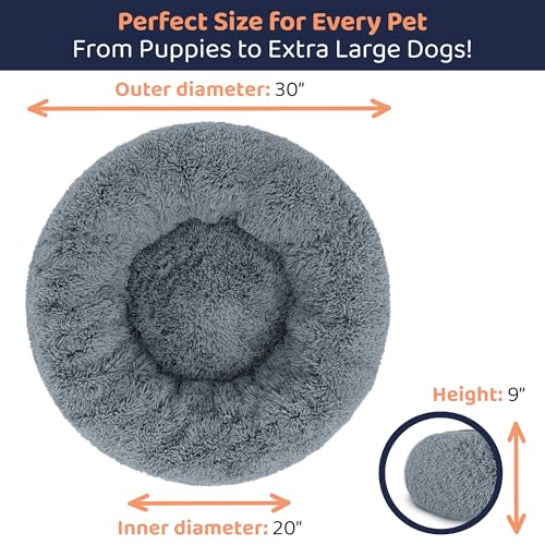 Donut Dog Bed - Premium Comfort for Anxiety Relief - Fluffy & Calming Design with Ultra-Plush Support | Cozy Round Dog Bed with Super Soft Circle Style (Dark Grey, Medium)