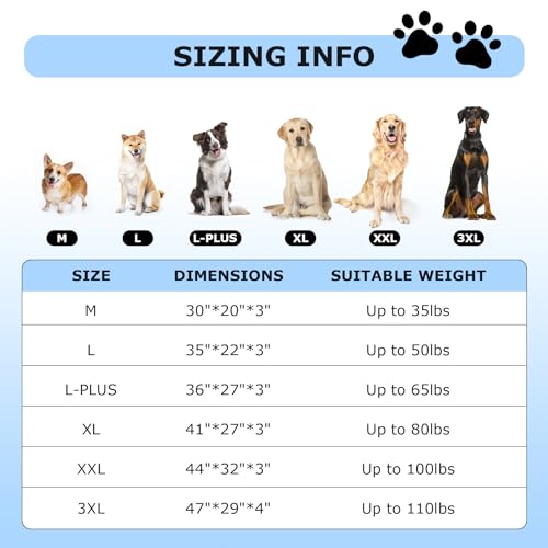 Sunheir Washable Large Dog Bed Covers Soft Plush Replacement, Waterproof Dog Bed Liner, Pet Bed Cover with Zipper 35x22x3 Inches, Grey, Cover Only