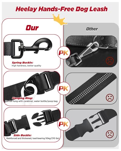 Hands Free Dog Leash, 5.9-8.2ft Multifunctional Crossbody Rope with Explosion-Proof Handle and Adjustable Training Hands Free Leash for Medium Dog
