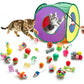 Retro Shaw 33 Pack Cat Toys for Indoor Cats, Collapsible Kitty Tunnel Tent with Feather Teaser Wand, Springs Balls Bell Mouse Interactive Kitten