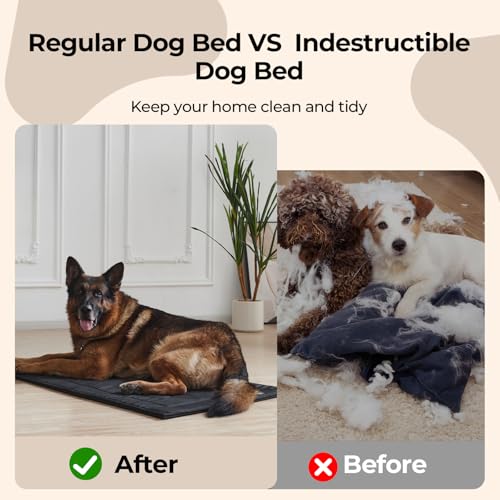 Chew Proof Dog Crate Pad - Indestructible Durable Dog Bed for Aggressive Chewers, Machine Washable & Waterproof Indoor Outdoor Tough Kennel Pad for Large Dogs (Large (28"x41"))