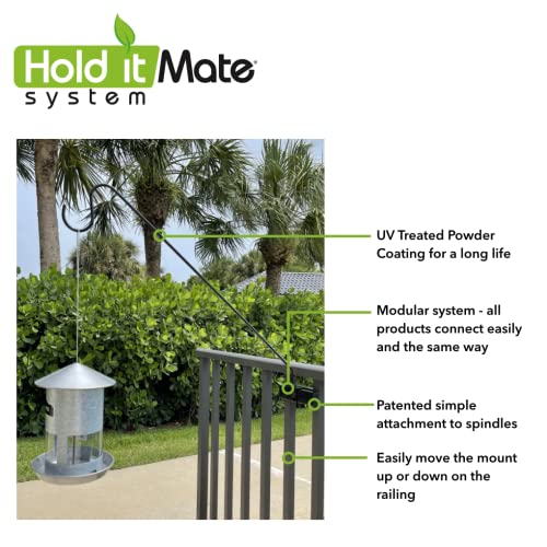Hold It Mate Long Hook Kits Ideal for Bird Feeders, Lighter Flower Baskets, Chimes, etc. for Vertical Spindled Deck Railings Only (34" Upright) Heavy Duty Hanger