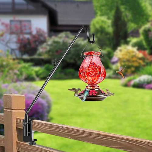 BOLITE Heavy Duty Deck Hook, 20 Inch Bird Feeder Hanger for Hummingbird Feeders, Planters, Lanterns, Wind Chimes, 360° Rotatable Arm, Black, Birthday Gifts for Women Men, Gifts for Mom Dad
