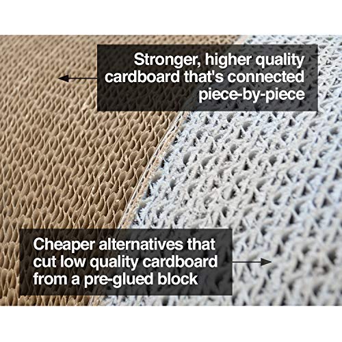 PetFusion Jumbo Cat Scratcher Lounge, White. 39 x 11 x 14 inch 4 Cardboard Scratching Surfaces and 2 Levels, Scratch, Play, Perch, and Hide100% Recyclable Cardboard Cat Lounge