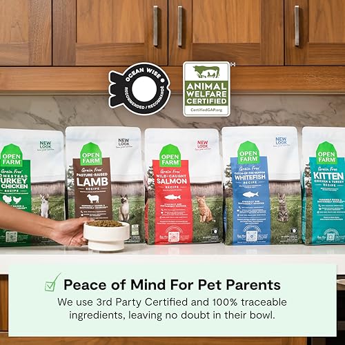 Open Farm, Grain Free Dry Cat Food, High-Protein Kibble for a Complete & Balanced Diet, Non-GMO Fruits & Vegetables, Prebiotic Fibers to Support Digestion, Homestead Turkey & Chicken Recipe, 8lb Bag