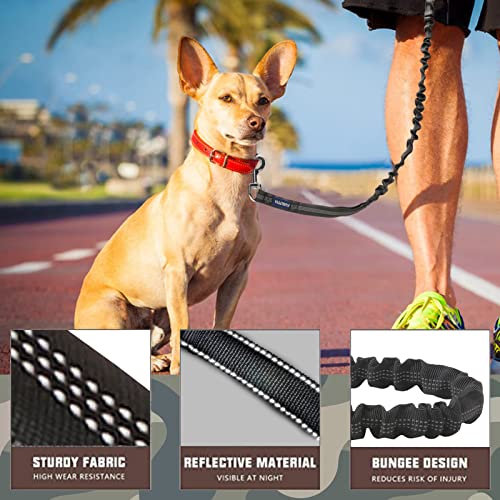 AUROTH Heavy Duty Bungee Dog Leash for Shock Absorption - 6FT Black Training Leash with 2 Padded Handles for Medium Large Breed Dogs