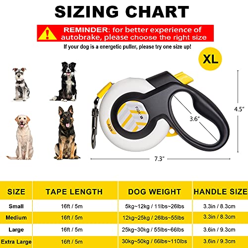 FIDA AutoBrake Retractable Dog Leash. Advanced Patented Design for Dog Pulling, 16 ft Heavy Duty No Pull Pet Walking Leash for Extra Large Breeds.