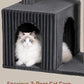 Cat Tree for Large Cat, 20.9 * 15.7in Large Perch Bed for Adult Cats, 22.8in Cat Tower with Scratching Post, Cat Condo with 2-Door for Indoor Cats, Dark Gray