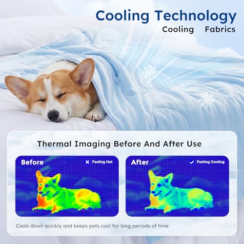 ZOMISIA Cooling Blanket for Large Dogs - Washable Dog Cooling Mat for Hot Weather, Travel Soft Pet Summer Essentials, Grey, 40"x50"