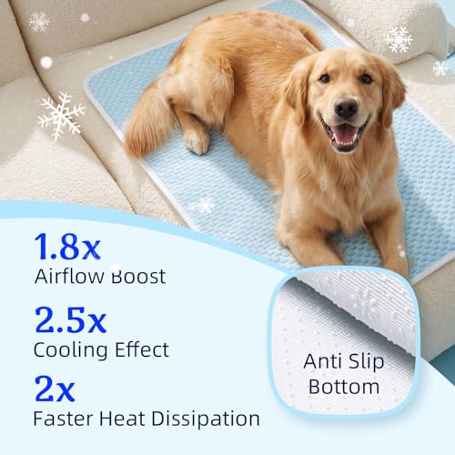Mora Pets Dog Cooling Mat Instant Self Cooling Pad for Dogs & Cats Breathable Washable Summer Pet Cool Mat Indoor Outdoor, Puppy Cold Blanket for