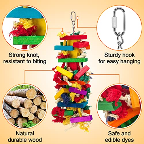 Extra Large Natural Wood Bird Toys for Macaws, African Grey,  Parrots Gifts