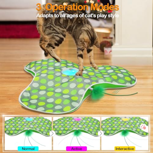 umosis Interactive Cat Toys Rechargeable,Moving Concealed Feathers,Real Mouse Squeaky,Touch Activated Cat Kitten Toy Exercise Toys for Indoor Bored