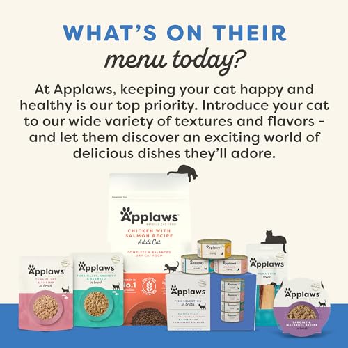 Applaws Natural Wet Canned Cat Food, Limited and Natural Ingredients, High Protein with No Artificial Additives, Fish Selection Variety Pack in Broth (12 x 2.47oz Cans)