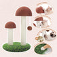 PETEPELA Cat Scratching Post, Mushroom Tall Cat Scratcher Featuring with Natural Sisal Scratching Poles and Interactive Toy Ball for Kittens and Small Cats (Brown)