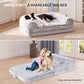 Human Dog Bed for Adult, 2 in 1 Foldable Giant Dog Bed for People Fits Pet Families, Egg Foam Supportive Mat, Waterproof Liner, Faux Fur Human Size Pet Bed with Blanket, 71"x43"x10", Grey