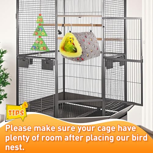 MEWTOGO Medium Winter Warm Bird Nest for Cage - Comfortable Birds Bed with Support Plate, Hanging Shed Hideaway Hammock Hut Gift for Macaws African Grey  Parrots