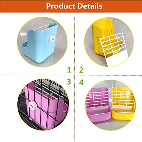 Rabbit Supplies with Bowl & Hay Feeder - Accessories for Bunnies & Guinea Pigs, 6x6x7 Inches (White)