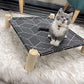 Pozico Cat/Dog Bed Hammock Cat Bed, Wooden Dog Elevated Indoor Outdoor Beds, Raised Cat Cots Furniture Pet Bed Puppy Bed Portable Breathable Mesh Cat