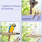 Bissap 5PCS Large Bird Perch Stand, Natural Wood Pole Standing Paw Grinding Fork Parrot Cage Branch with Rope for Macaw African Grey  Pet Medium Large Birds Cage Accessories