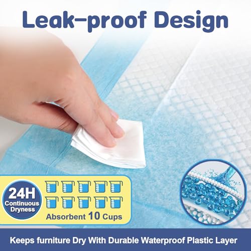 Tear-Resistant Disposable Bed Pads 36" x 36" 50 Count Super Absorbent Underpads, Chux Thicker Extra Large Incontinence Bed Pads, Pee Pads for Adults, Kids, Elderly, Pets