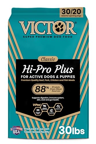 VICTOR Super Premium Dog Food – Hi-Pro Plus Dry Kibble – High Protein Dog Food with 30% Protein – Beef, Chicken, Pork, Fish Meals, Gluten Free - for