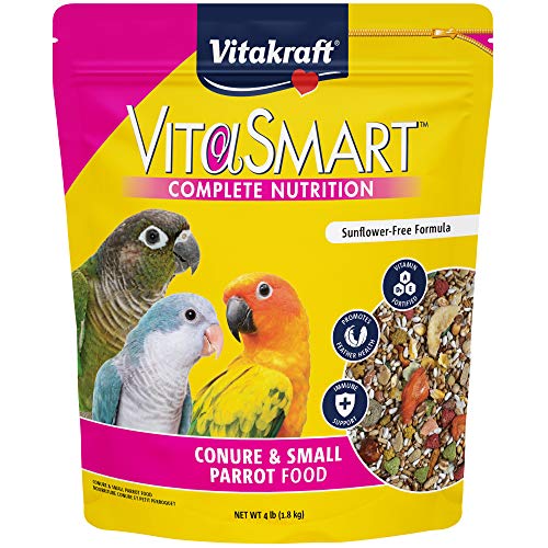 Vitakraft VitaSmart Conure Small Parrot Food 4 Pound Bag Premium Bird Food Mix with Real Vegetables Fruits Grains and Seeds Provides Wholesome Daily Nutrition and Variety for Conures & Small Parrots