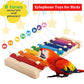 Large Parrot Suspensible Xylophone Toy, Multicolored Natural Wooden Bird Chewing Toys with Grinding Stone for Large, Medium Birds, Macaws, African Grey, Cockatoos,