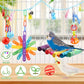 QUOZUO 9 Pcs Parakeet Cockatiel Bird Toys, Parrots Cage Accessories Swing Rope Hanging Wooden Perch Chewing Toy for Budgerigar, Parrot, Cockatiel