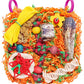 Bird Toys for Small & Medium Parrots - Natural Foraging & Shredding Cage Hanging Toys with Seagrass Mat, Starfruit, Loofah Slices for Budgies, Cockatiels, Lovebirds, Conures (1 PCS)