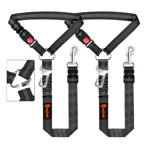 Removable Dog Seat Belt Harness for Car, 3 in 1 Pet Dog Car Seatbelt Leash, Retractable Restraint Secures to Vehicle Headrest & Adjustable Reflective