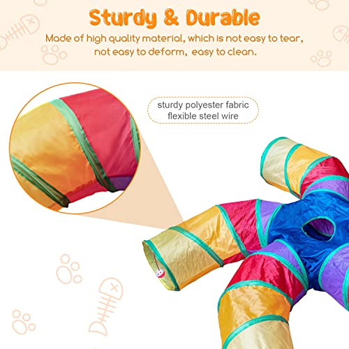 Depets Cat Tunnel for Indoor Cats, 5 Way Large Cat Play Tunnel & Tube with Play Ball, S-Shaped Folded Pet Tube with Interactive Peephole, Ideal for