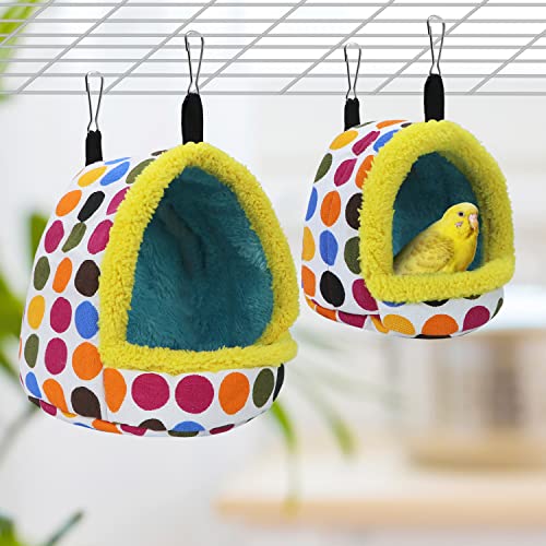 Litewoo Bird Hanging Hammock Winter Warm Parrot Nest House Bed Plush Snuggle Pet Cave Hammock Toy for Conure Lovebird Budgie Parakeet Cockatiel Cage Accessory (Medium)