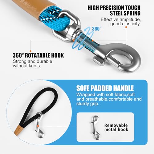 lynxking Long Dog Leash Reflective 15ft 30ft 50ft Check Cord Training Lead Padded Handle Heavy Duty Rope for Puppy Small Medium Large Dogs (Light