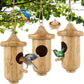 Hummingbird House for Outside Hanging, Small Wooden Hummingbird Gifts Nest 3 Pack with Hemp Ropes, Gardening Gifts Humming Bird Houses Home Decoration