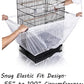 Tamu style Bird Cage Seed Catcher, Large, Stretchy Form Fitting Mesh Skirt Cover for Parrot Enclosures, Light and Breathable Fabric, Prevent Scatter and Mess, Reusable, Adjustable, Lightweight, White