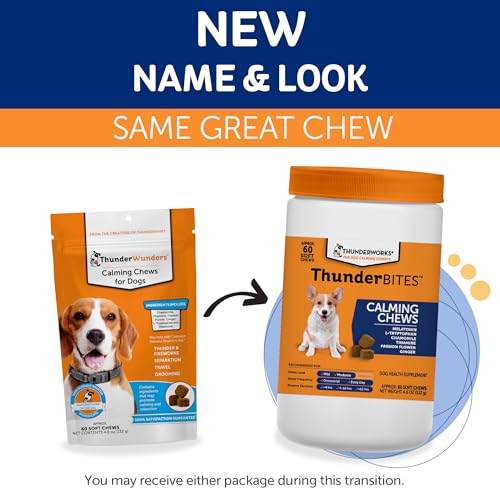 ThunderBites Hemp Calming Chews for Dogs, Everyday Use Can Help Relieve Stress from Separation, Storms, Fireworks & Travel (60 Count), Formerly
