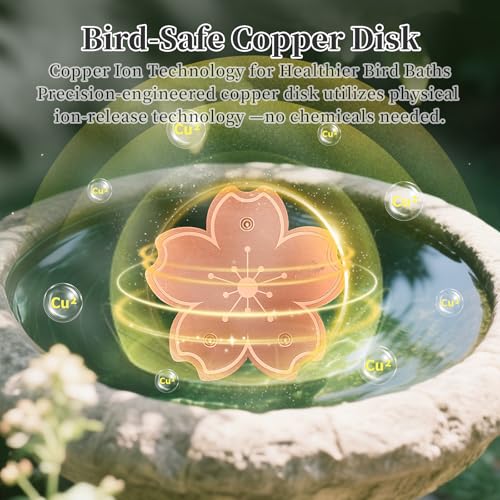 Bird Bath Copper Disk, 99.9% Pure Copper Cleaner Disc Plate 0.6mm Reinforced for Outside Physical Safe Water Purification Bird Bowls Birdbaths Solar Maintenance All-Season