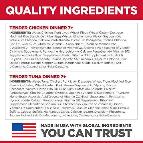 Hill's Science Diet Adult 7+, Senior Adult 7+ Premium Nutrition, Wet Cat Food, Variety Pack: Chicken; Tuna Stew, 2.8 oz Pouch Variety Pack, Case of 12