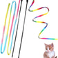 M JJYPET Cat Wand Toys Interactive Kitten Toys for Indoor Cats Colorful Teaser Wand String for Exercise Kitten Stick Kitty Rope Toy Rainbow Ribbon Cat Charmer -2Pcs