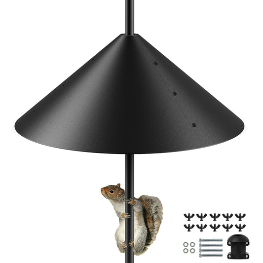 19 Inch Metal Squirrel Baffle for Bird Feeder Pole, Outdoor Squirrel Proof Bird Feeders, Bird House Guard for Shepherd’s Hook, Rust Chew Proof Heavy Duty