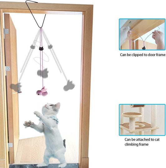 ZPH Cat Toys Interactive for Indoor Cats,2PCS Retractable Cat Wand,9PCS Teaser Toys&1PCS Hanging Door Lure Kitten Toy,Interactive Feather Toy for Teaser Play and Chase Exercise with Kitten