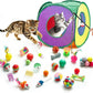 Retro Shaw 33 Pack Cat Toys for Indoor Cats, Collapsible Kitty Tunnel Tent with Feather Teaser Wand, Springs Balls Bell Mouse Interactive Kitten